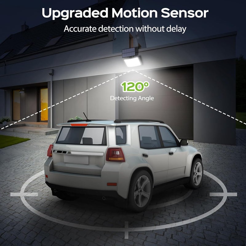Adiding Solar Outdoor Lights, 2800LM LED Flood Lights with 16.4 Ft Cable, Remote Control Solar Motion Sensor Lights with 3 Modes, Solar Powered Security Lights for Outside Patio, Yard, Garage, 4 Pack - Image 4